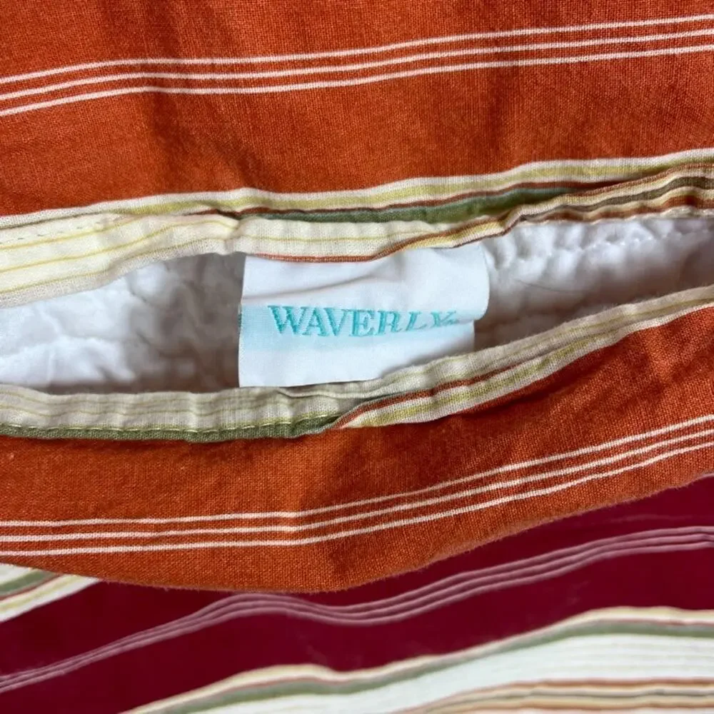 2 Waverly Charleston Chirp King Pillow Shams Quilted Birds Floral Striped